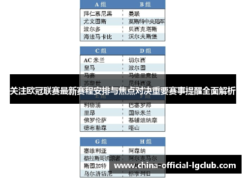 关注欧冠联赛最新赛程安排与焦点对决重要赛事提醒全面解析 关注欧冠联赛最新赛程安排与焦点对决重要赛事提醒全面解析
